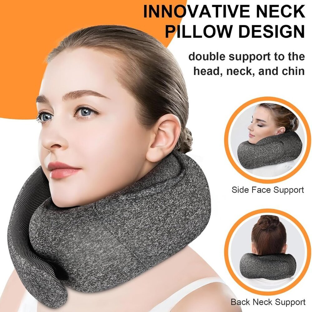 Travel Pillow - Hooded Neck Pillow Airplane, Memory Foam Pillow for Plane, Offic - Picture 4 of 6